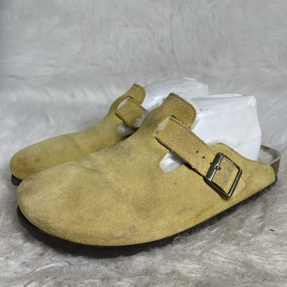 Birkenstock Boston Shearling Suede Clogs Yellow EU 41 ,US 10 Narrow Made Germany